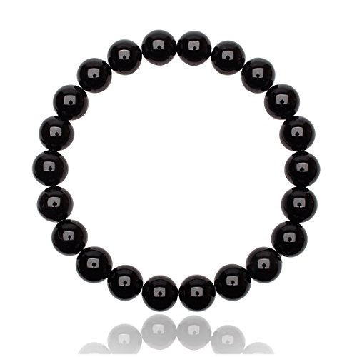 Unique Chakra Bracelet de guérison Perles Onyx Noir 8mm Unisexe