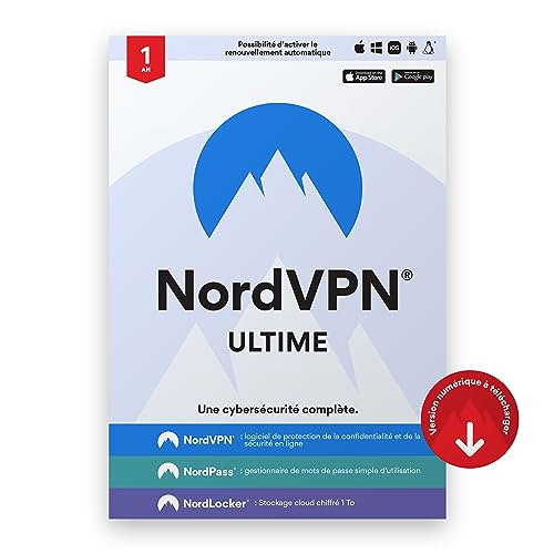 NordVPN Premium- 1 an d'abonnement aux logiciels de Cybersécurité NordVPN,