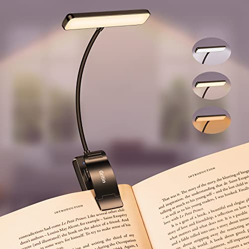 Gritin Lampe de Lecture 19 LED, Liseuse Clip Rechargeable, Protection