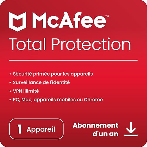McAfee Total Protection 2024 | 1 appareil | Antivirus et sécurité