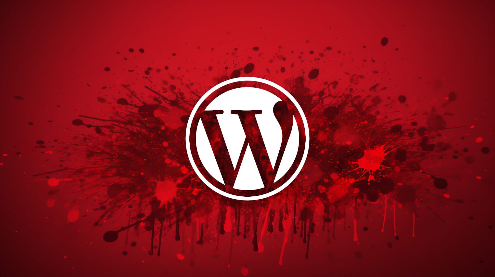 WordPress logo on a red background