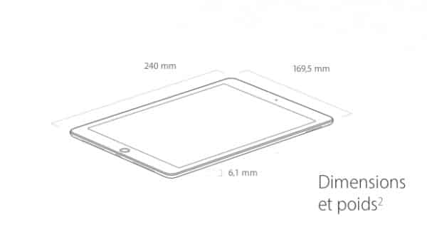 Dimensions et poids de iPad pro 9