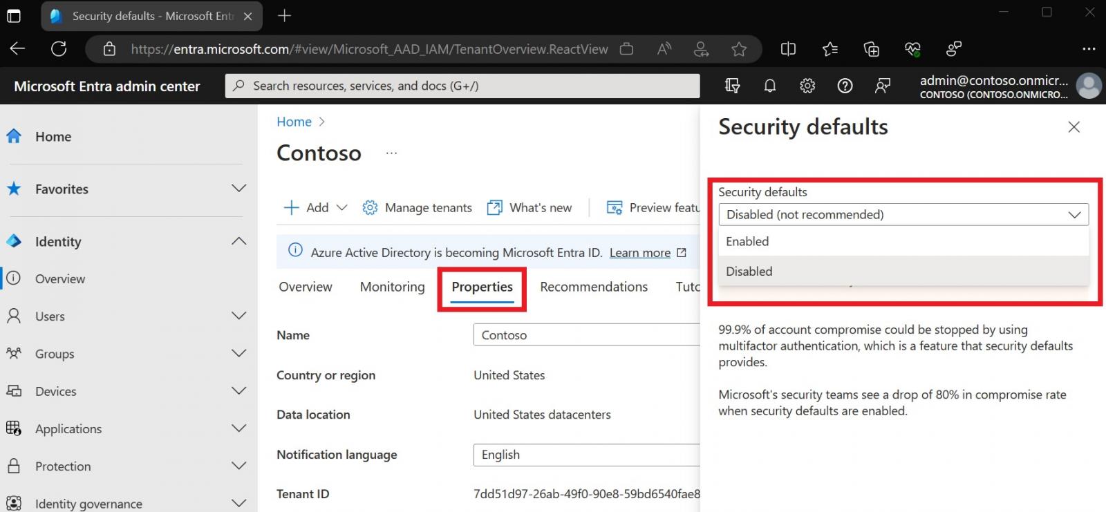 Entra security defaults