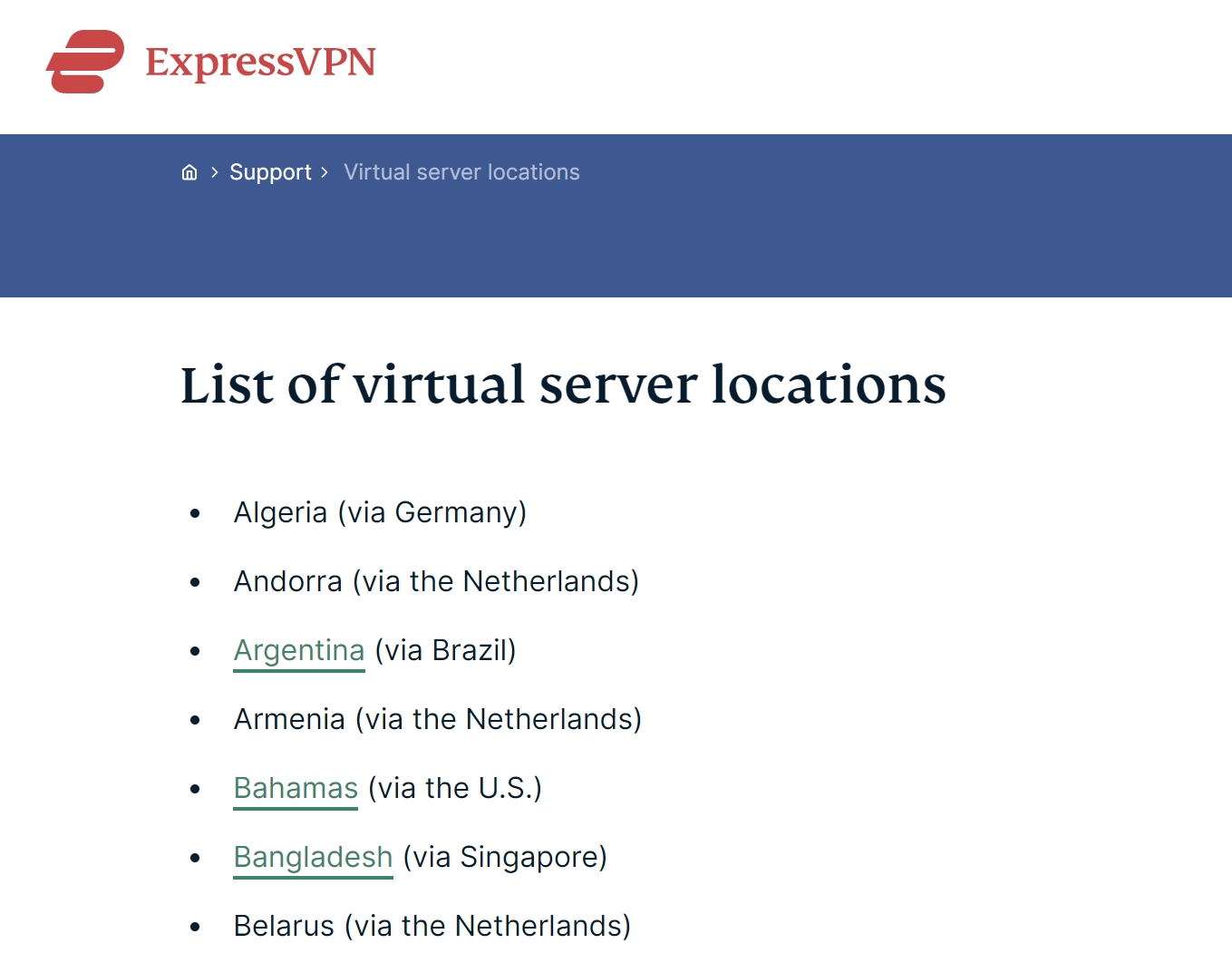 ExpressVPN server locations