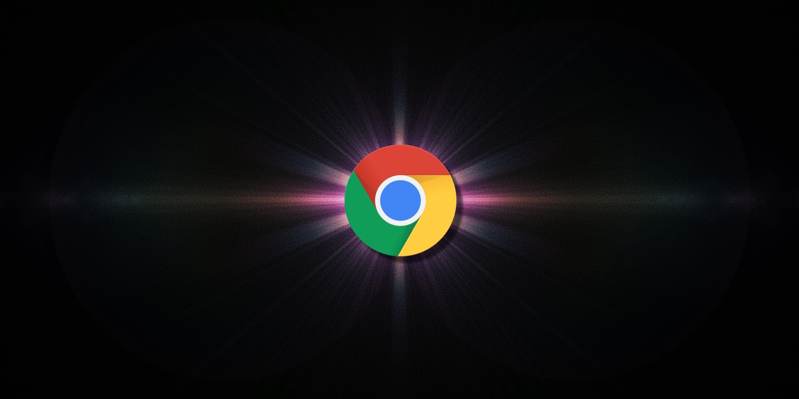 Chrome logo with a flare behind it