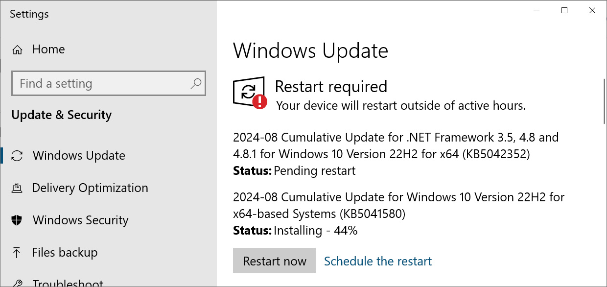 Windows 10 KB5041580 cumulative update preview