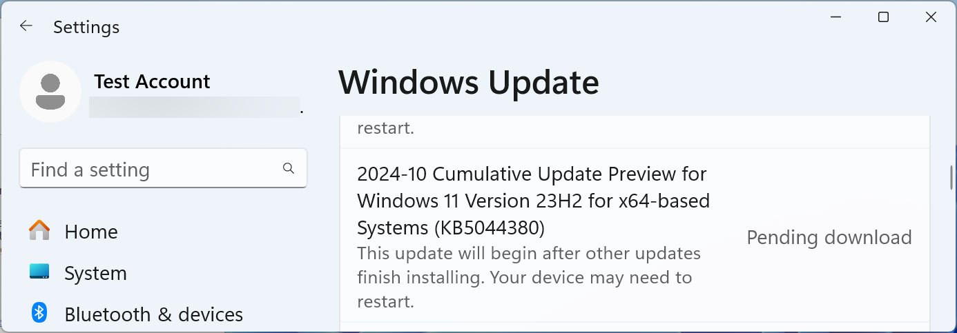 Windows 11 KB5044380 cumulative update preview