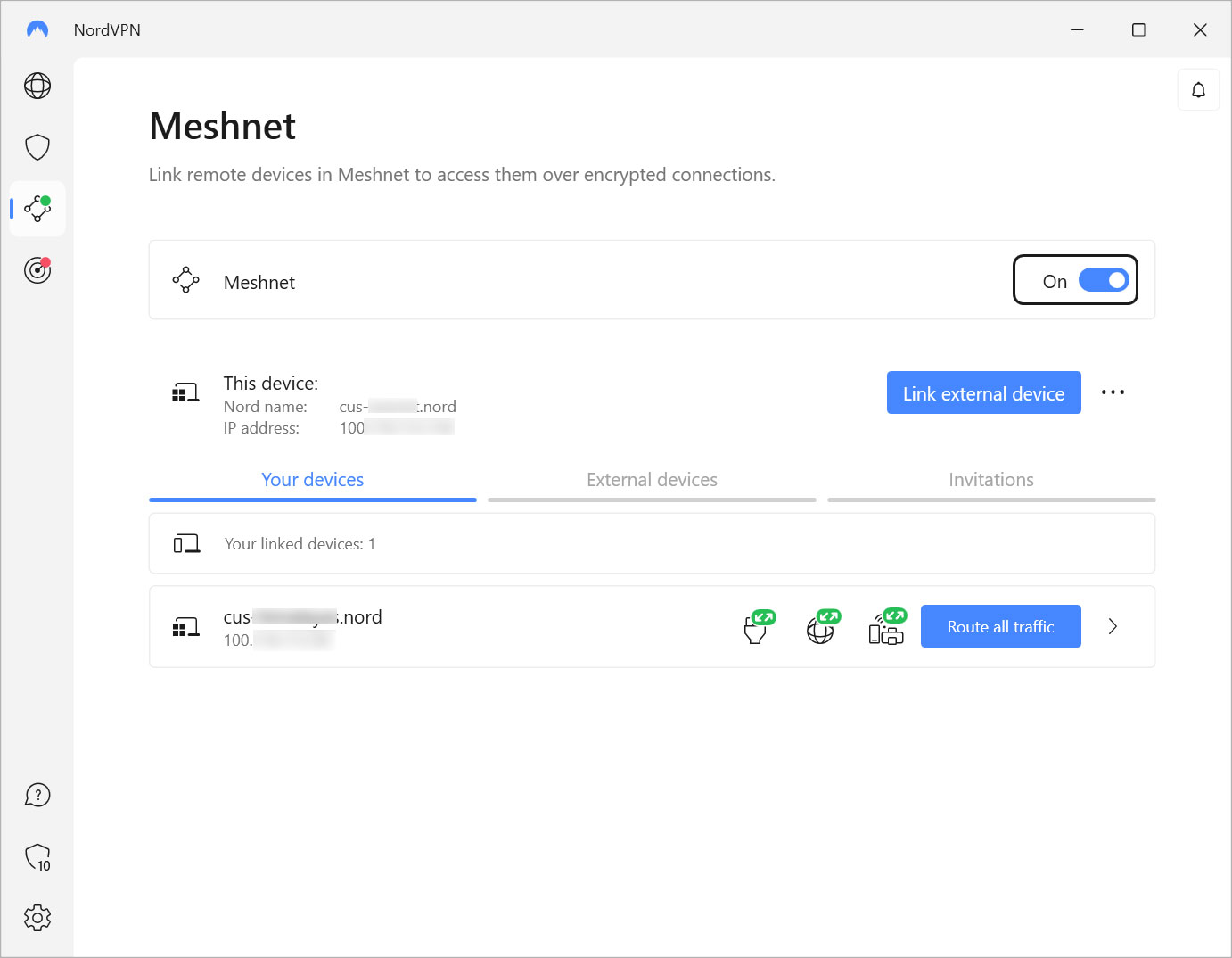 NordVPN's Meshnet client app