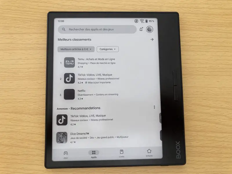 Play Store sur e-reader Onyx