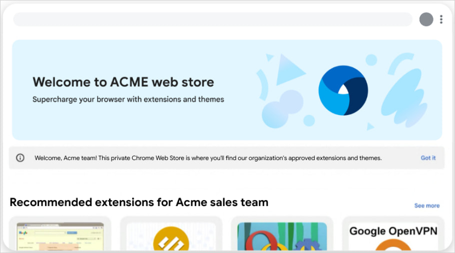 Mockup of new Enterprise Web Store for Google Chrome