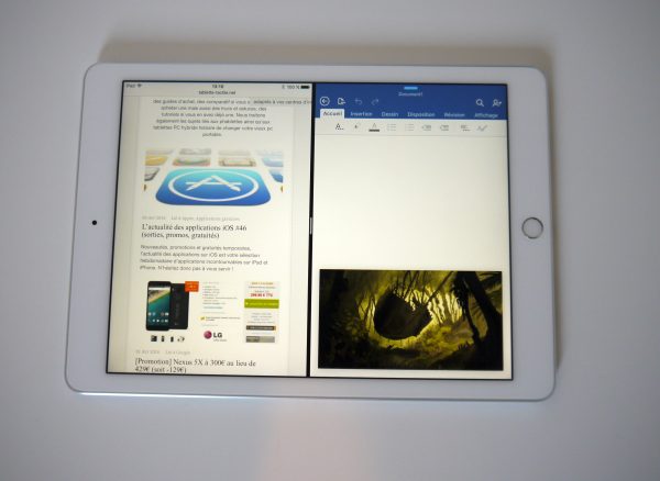 Ici, l'iPad Pro gère facilement deux applications (Split View) et une vidéo (Picture in Picture)