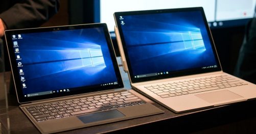 A gauche la Surface Pro 4, à droite la Surface Book de Microsoft