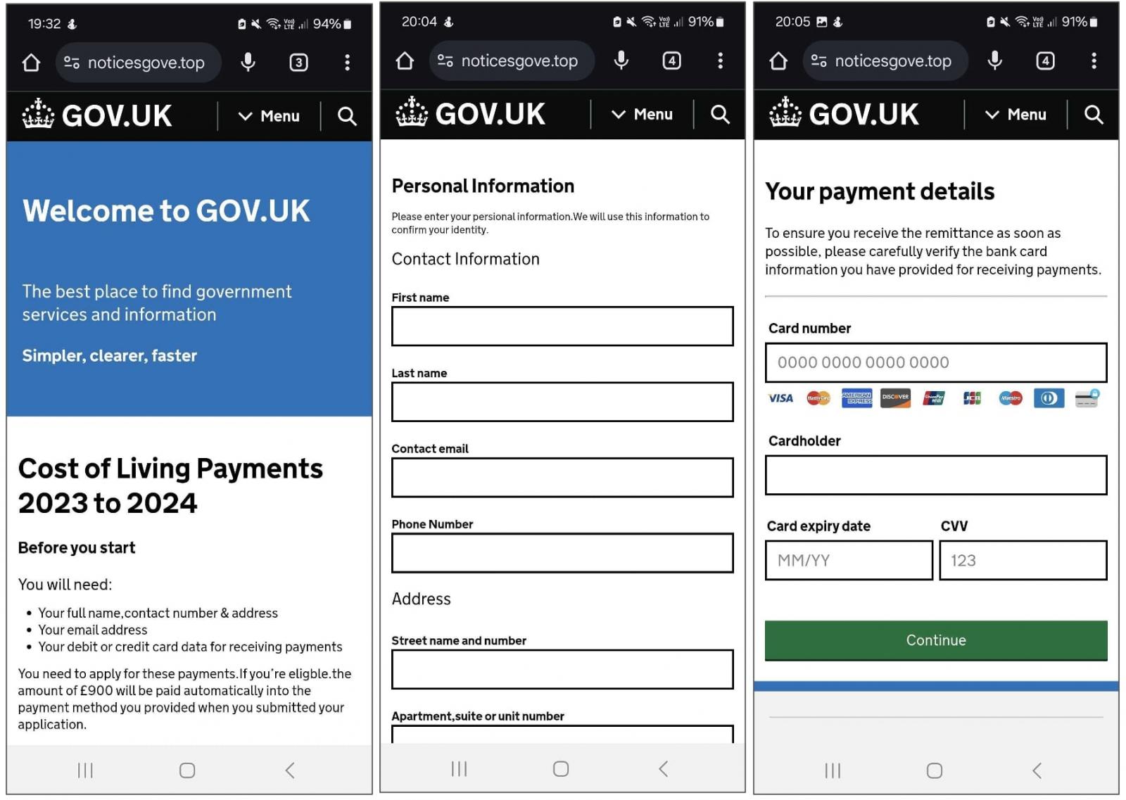 Fake GOV.UK page