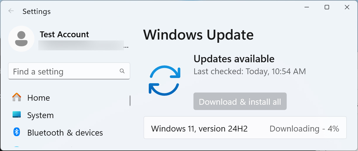 Windows 11 24H2 downloading in Windows Update