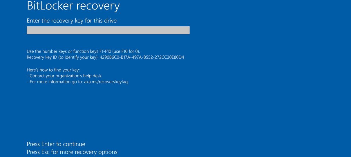 BitLocker recovery screen