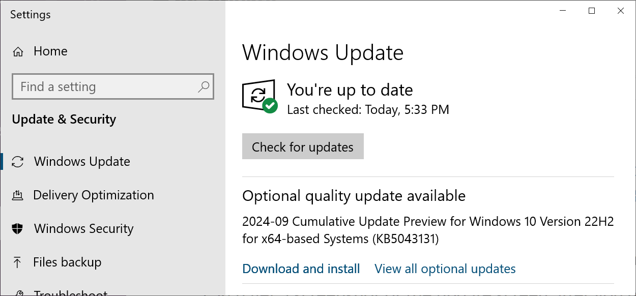 Installing the KB5043131 preview update