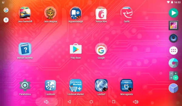 La tablette propose Android 5.1 Lollipop pour les plus grands.