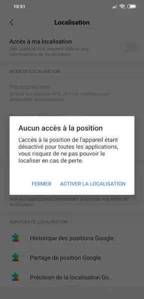 Localisation paramètres Android