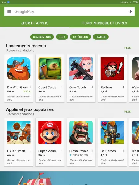 Play Store tablette Xiaomi