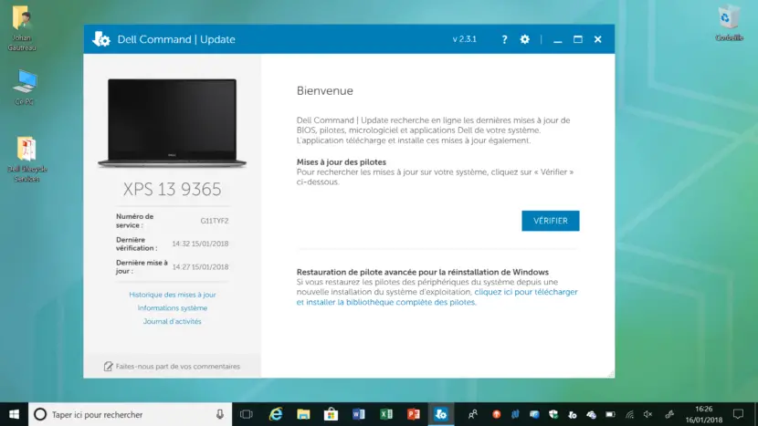Dell Command Update application XPS 13